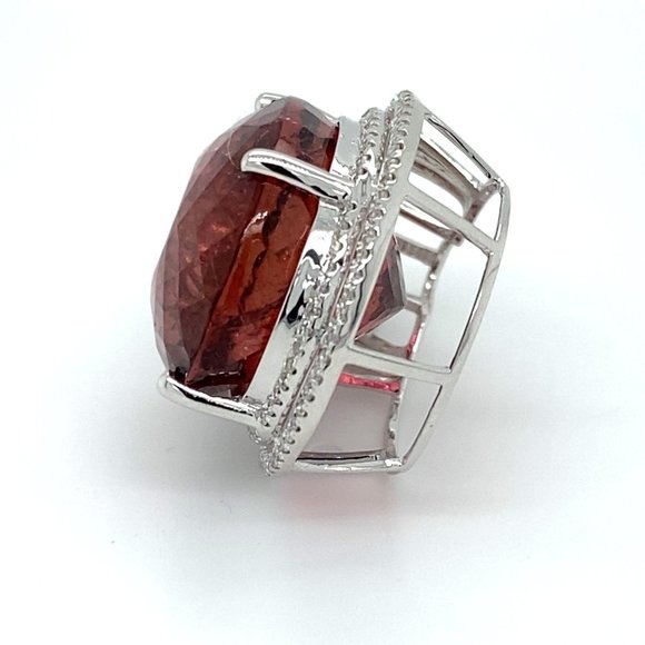 Rubellite 32.00ct Diamonds Solid 18K Gold Pendant - Picture 6 of 7